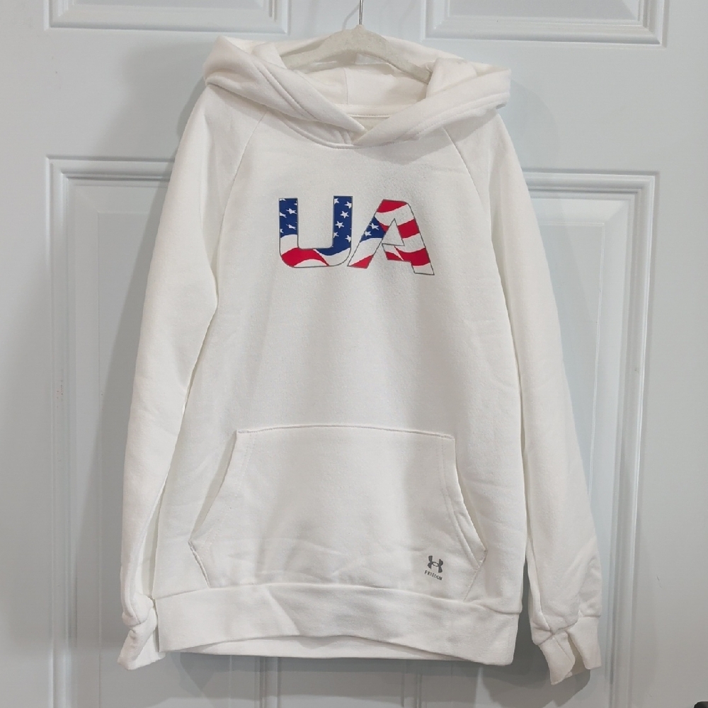 Under Armour Boys Rival Fleece Freedom Wordmark Hoodie White Multiple Sizes